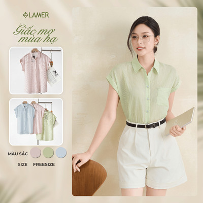 Áo Kiểu Sơ Mi Nữ Công Sở LAMER FASHION Dáng Suông Vai Chờm Chất Liệu Tơ Thoáng Mát SPK O61H26H003