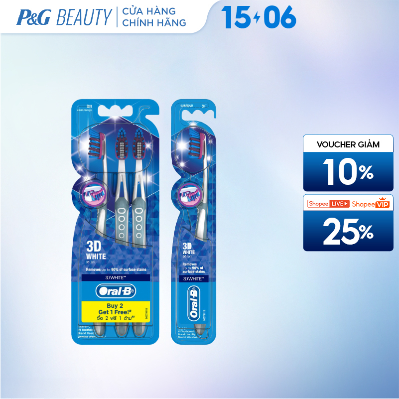 Bàn Chải ORAL-B 3D White - Vỉ 1 Cây/ 3 Cây