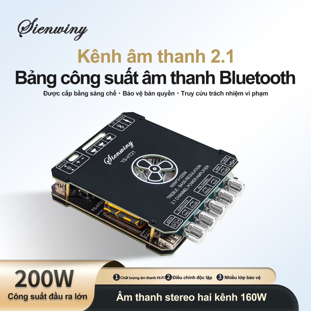 ZK-HT21Mô-đun bộ khuếch đại công suất kỹ thuật số bluetooth ZK-HT21 2.1 Kênh TDA7498E Loa siêu trầm 