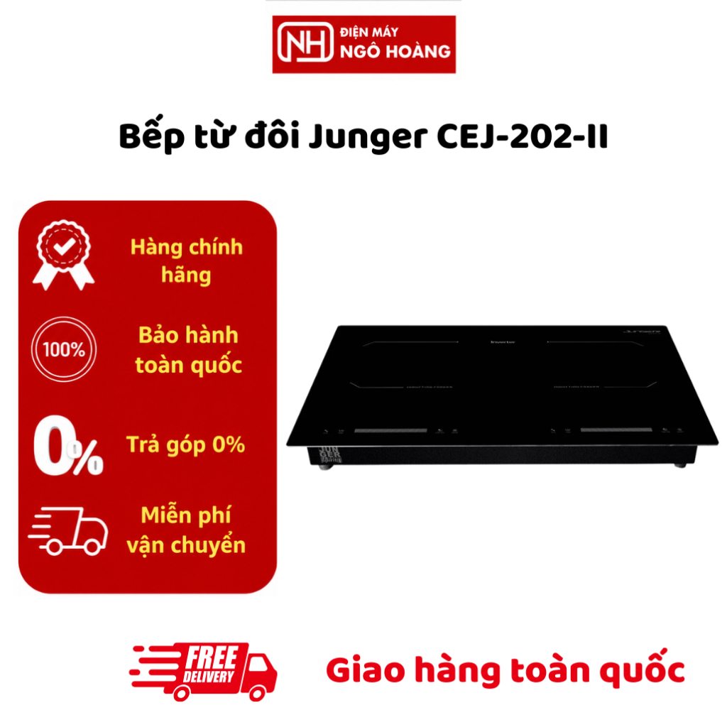 CEJ-202-II - Bếp Từ Đôi Junger CEJ-202-II Công Suất Lớn Mặt Kính Cao Cấp Điều Khiển Cảm Ứng Chính Hã