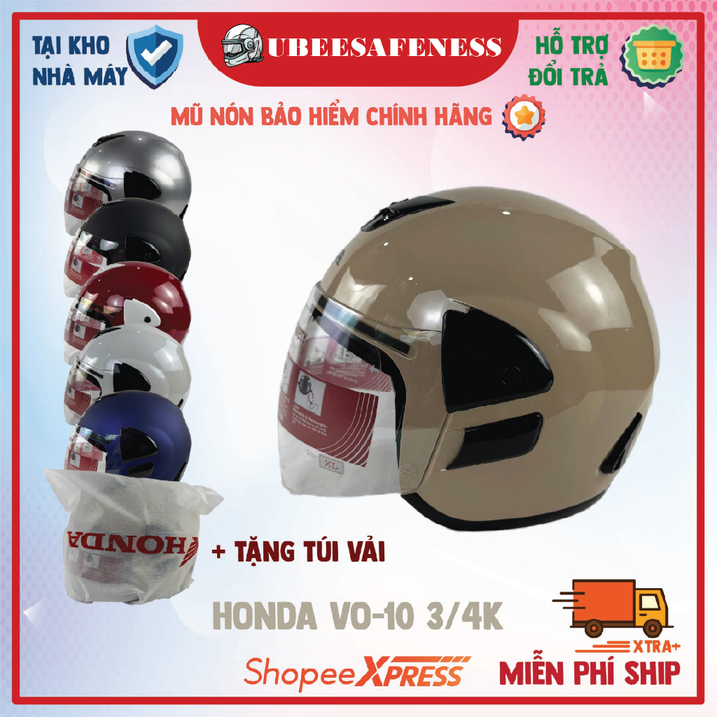 Mũ nón bảo hiểm 3/4 Đầu HONDA VO-10 có kính xịn an toàn chính hãng