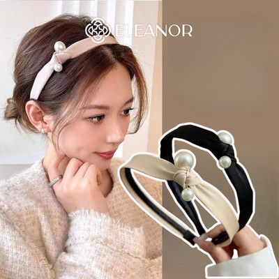 Băng đô cài tóc nữ Eleanor Accessories thắt nút đính ngọc trai nhân tạo phụ kiện tóc bờm tóc 12253
