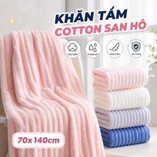 Khăn Tắm Sóng Nước Siêu Thấm Hút, Khăn Mặt Sợi Cuộn To HM41 - Kích Thước 70x140cm Chất Liệu Cotton Cao Cấp Dày Dặn Không