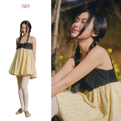 Váy nơ OLV 2 dây dáng bí Cream Dot Bowey Mini Dress phù hợp đi chơi đi biển