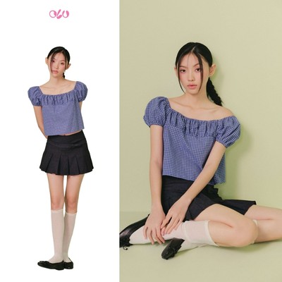 Áo OLV kiểu nữ Checked Square Neck Puff Top nhiều màu phù hợp đi chơi