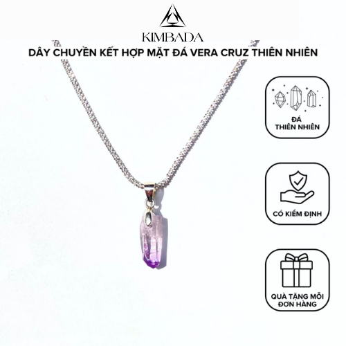 Dây chuyền mặt đá Vera Cruz Amethyst Kimbada tự nhiên phong thủy, phụ kiện trang sức