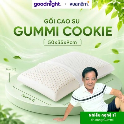 Gối Cao Su Thiên Nhiên Gummi Cookie 35x50x9 - Gối Nâng Đỡ, Thiết Kế Cong Nâng Đỡ chính hãng VUA NỆM