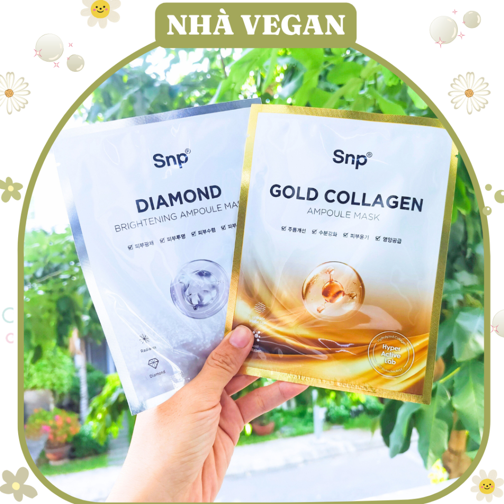<1 miếng> MẶT NẠ LÀM SÁNG DA SNP DIAMOND BRIGHTENING/GOLD COLLAGEN AMPOULE MASK 25ML