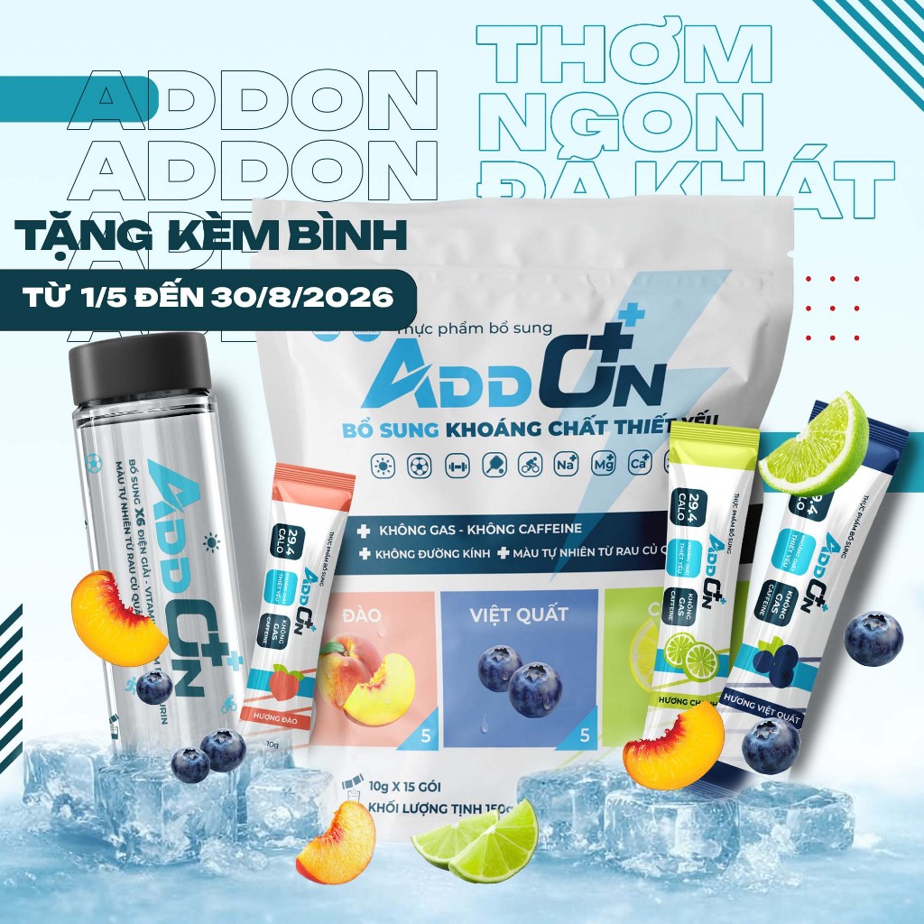 Bột Uống Điện Giải Thể Thao ADDON Vị Tổng Hợp Ít Calo Bù Nước, Bổ Sung Muối Khoáng Thiết Yếu