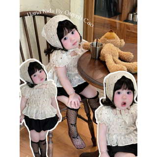 [ĐỘC QUYỀN HANA KDIS_LOẠI 1] SET ÁO TAY BỒNG THÊU HOA + QUẦN BÍ ĐEN PHONG CÁCH HÀN QUỐC SIÊU XINH CHO BÉ GÁI