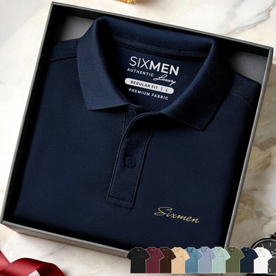 Áo Polo nam cao cấp có cổ [Tặng Kèm Hộp Quà] - BASIX LOGO SIXMEN vải cá sấu FeelMax thoáng mát