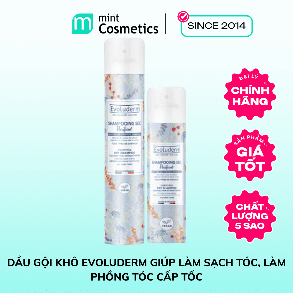 Dầu Gội Khô Evoluderm Giúp Làm Sạch Tóc, Làm Phồng Tóc Cấp Tốc