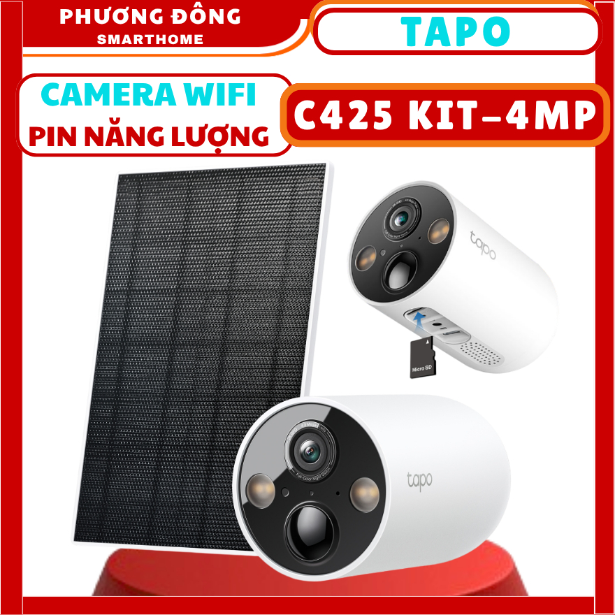 CAMERA WIFI NGOÀI TRỜI TAPO C425 KIT 4MP TẶNG KÈM PIN NĂNG LƯỢNG - PIN SẠC 10.000 mAh, PHÁT HIỆN CHU