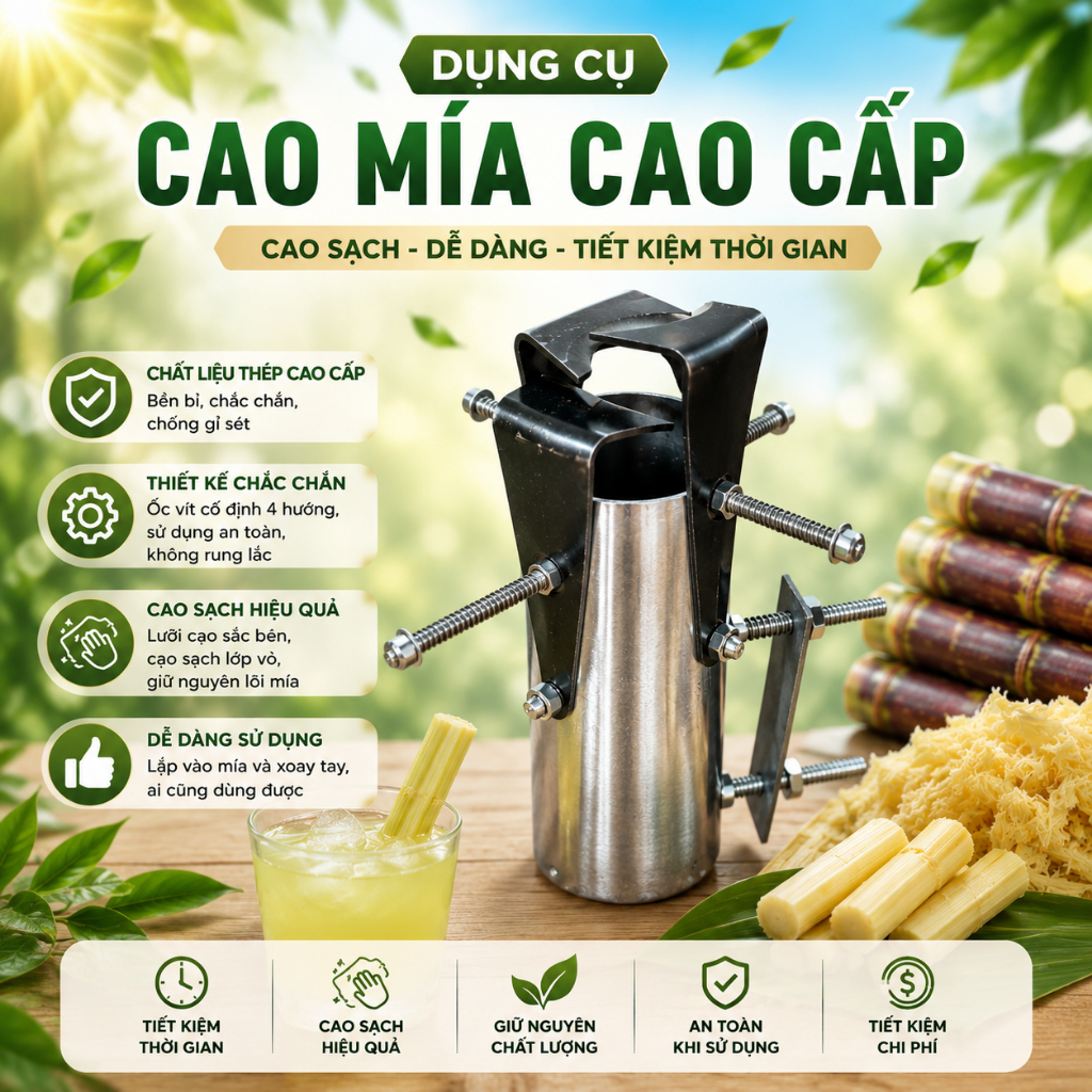 Ống cạo mía cả cây 4 lưỡi tiện dụng siêu sắc siêu bền