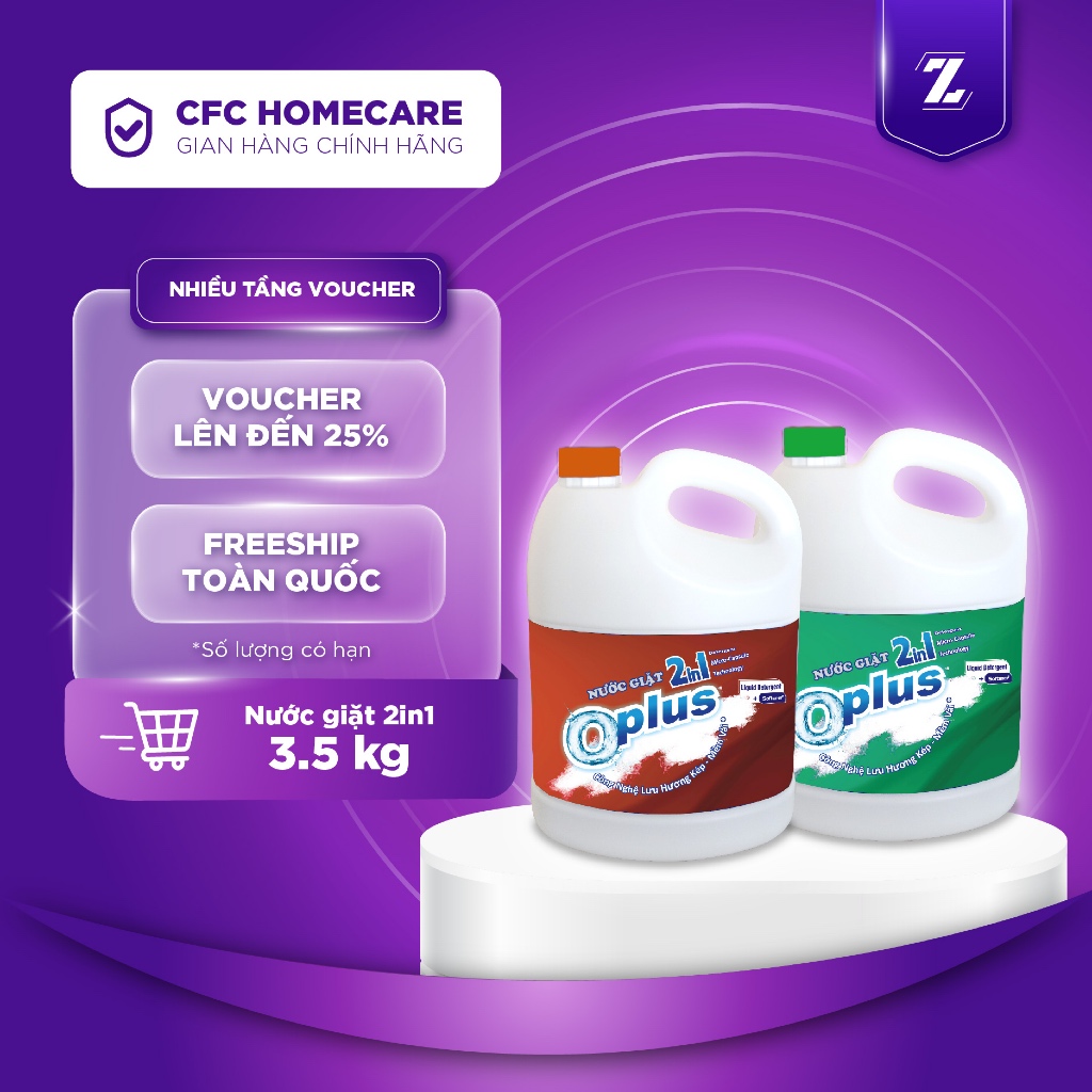 Nước giặt Oplus 2in1 Hương Nước Hoa Sạch sâu Mềm Vải | Dung Tích 3.5Kg