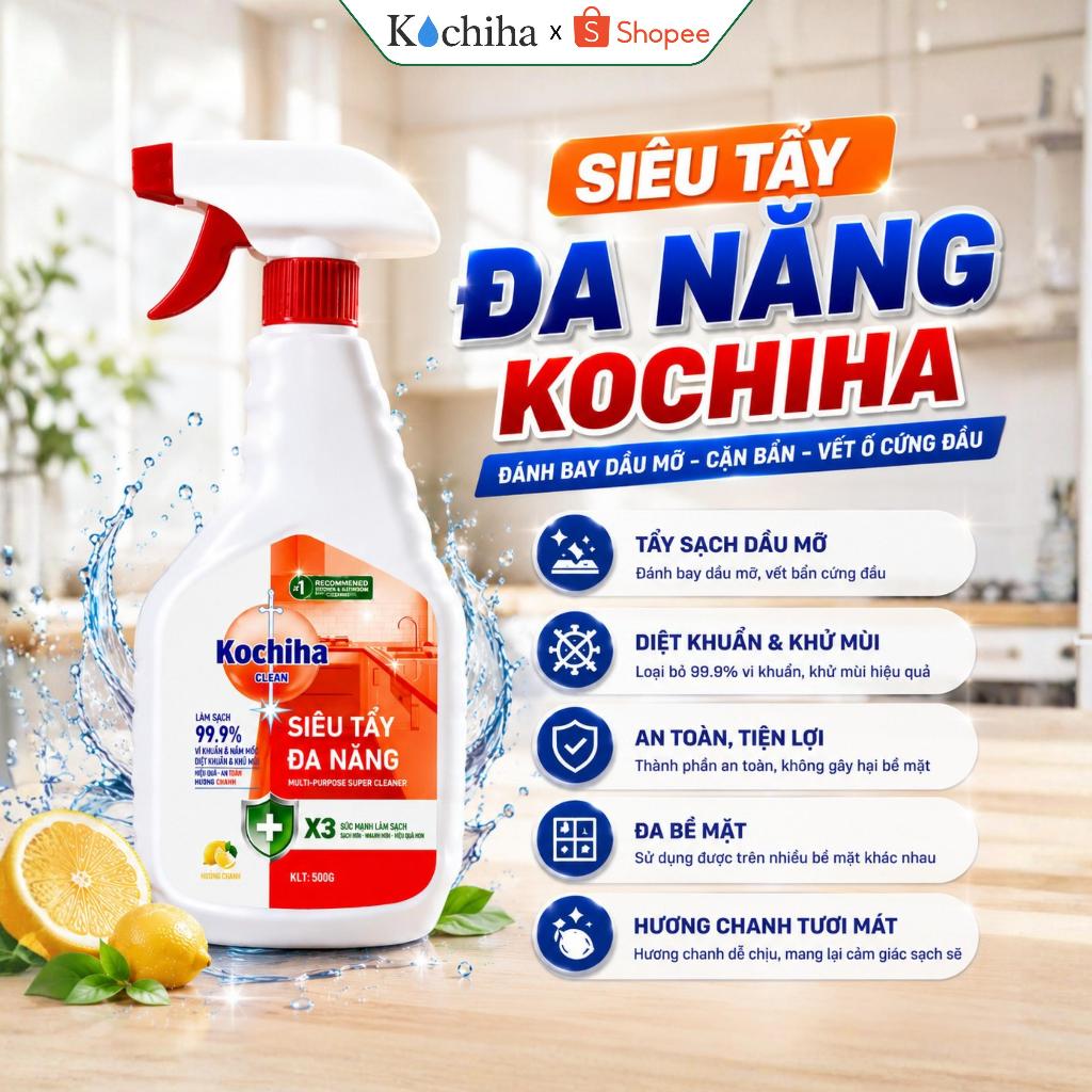 Xịt Tẩy Rửa Đa Năng KOCHIHA 500ml, Tẩy Ố Nhà Bếp, Làm Sạch Dầu Mỡ, Vết Bẩn Cứng Đầu, An Toàn Cho Da