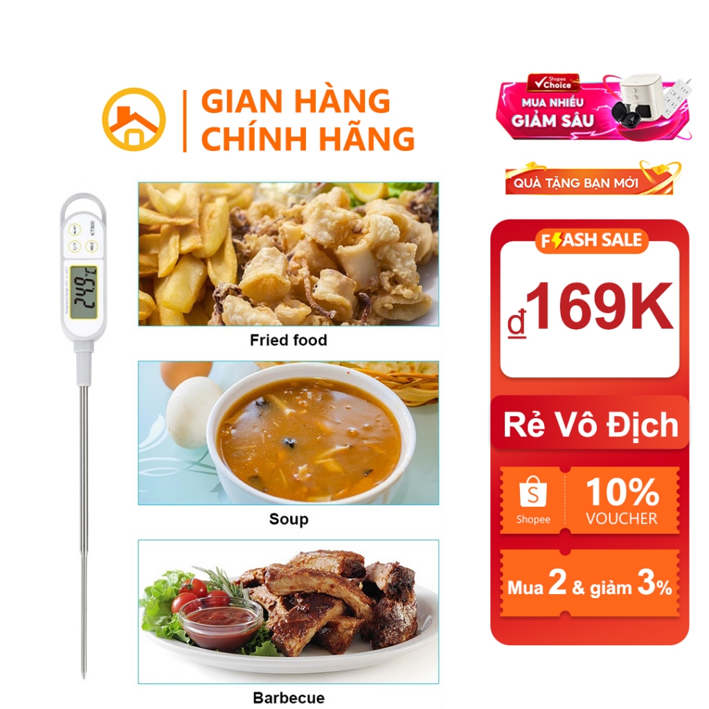 Nhiệt Kế Nấu Ăn, Nhiệt Kế Pha Sữa Đa Năng KT900, Nhỏ Gọn, Đo Nhạy, Nhanh, Chính Xác, Không Gỉ