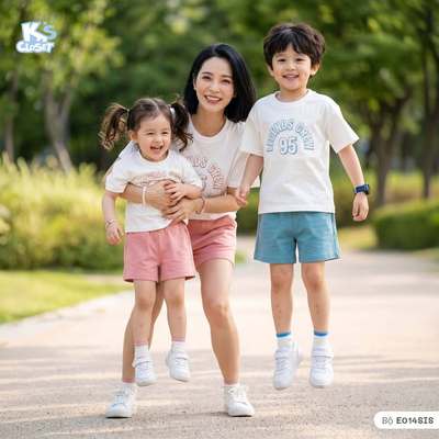 Bộ Quần Áo Cộc Tay K'S CLOSET Chất Liệu Vải Cotton Cho Bé Trai Và Bé Gái (2-14 tuổi) từ 10kg-60kg E014sis
