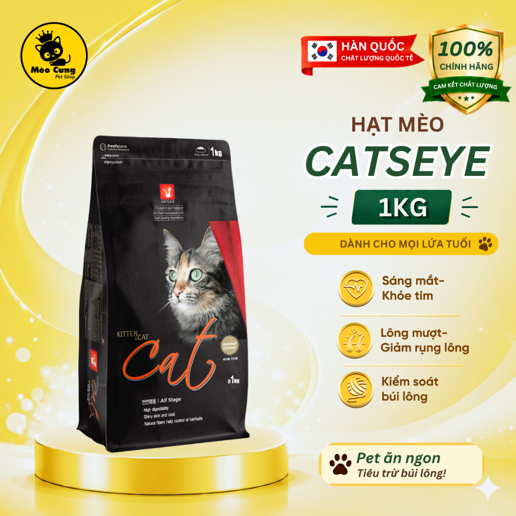 [1KG] HẠT KHÔ CATEYE CHO MÈO MỌI LỨA TUỔI HÀN QUỐC