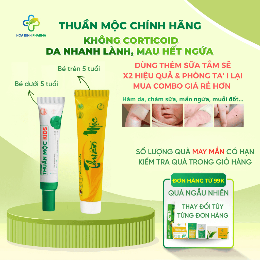 Kem Bôi Da Thuần Mộc Kids Cho Trẻ Em Hòa Bình Pharma - Làm Dịu Da, Giảm Mẩn Ngứa Dưỡng Ẩm Tuýp 12g