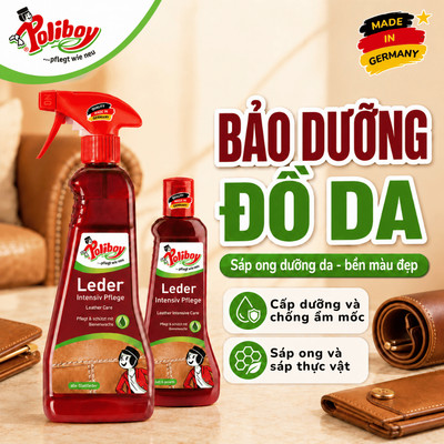 Bảo Dưỡng Túi Da, Giày Da, Đồ Da Cao Cấp POLIBOY Làm Bóng Túi Da, Giày Da, Làm Mới Ghế Da Ô Tô, Sofa Da