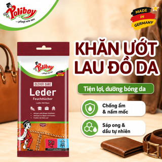 [Nội địa Đức] Khăn Ướt Lau Đồ Da Poliboy, Đánh Bóng Đồ Da, Chống Ẩm Mốc
