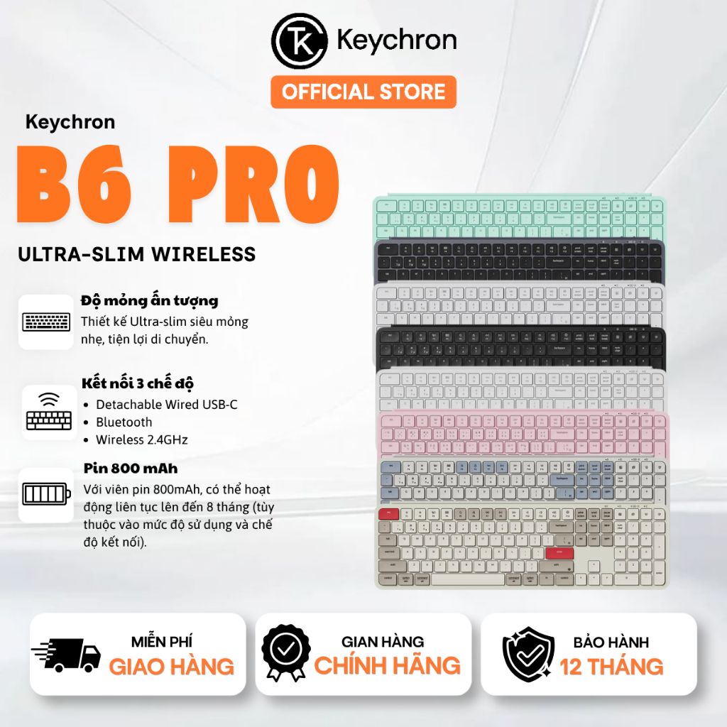 [NEW COLOR] Bàn phím không dây Keychron B6 Pro Ultra-Slim Wireless
