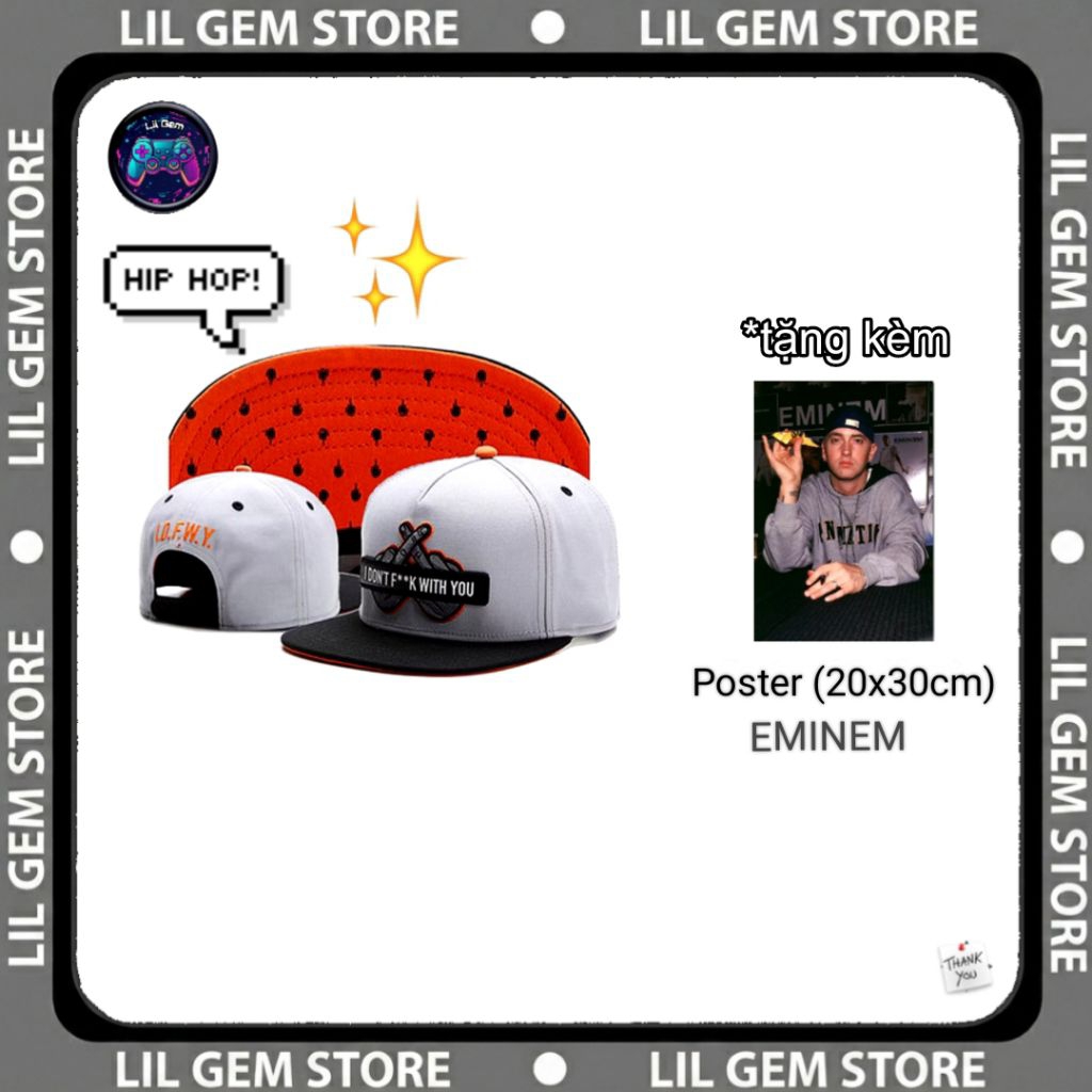 MŨ SNAPBACK HIPHOP (TẶNG KÈM POSTER EMINEM)