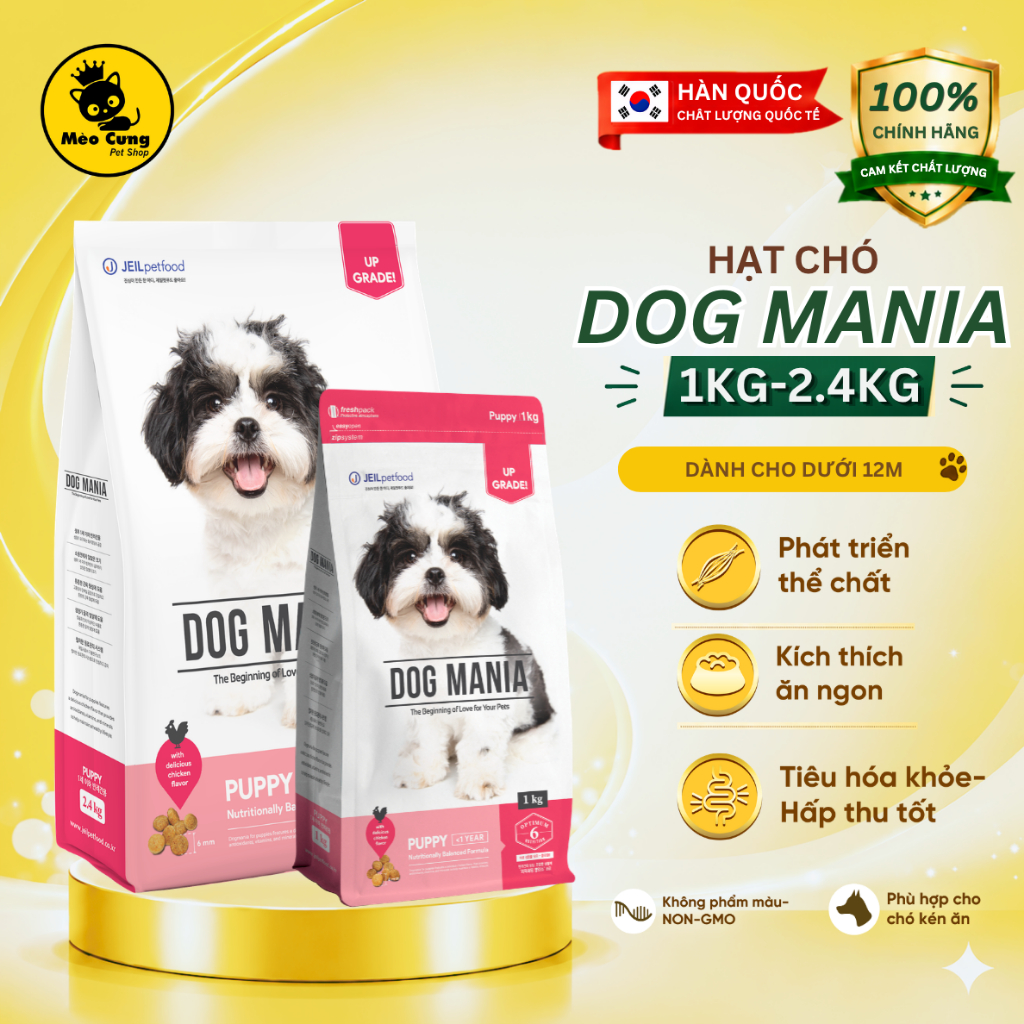 (1KG - 2.4KG-BAO BÌ MỚI) HẠT DOG MANIA PUPPY CHO CHÓ NHỎ DƯỚI 12 THÁNG 1KG