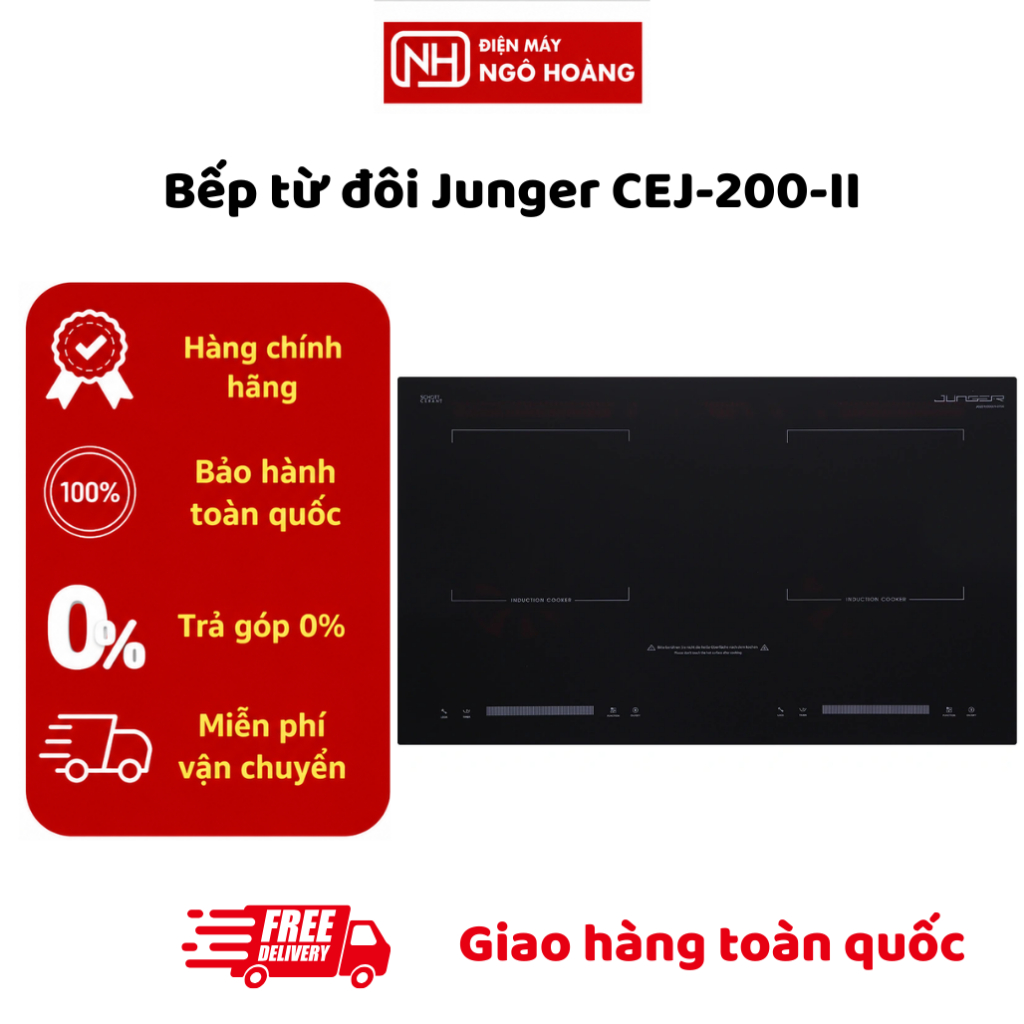 CEJ-200-II - Bếp Từ Đôi Junger CEJ-200-II Công Suất Lớn Mặt Kính Cao Cấp Điều Khiển Cảm Ứng Chính Hã