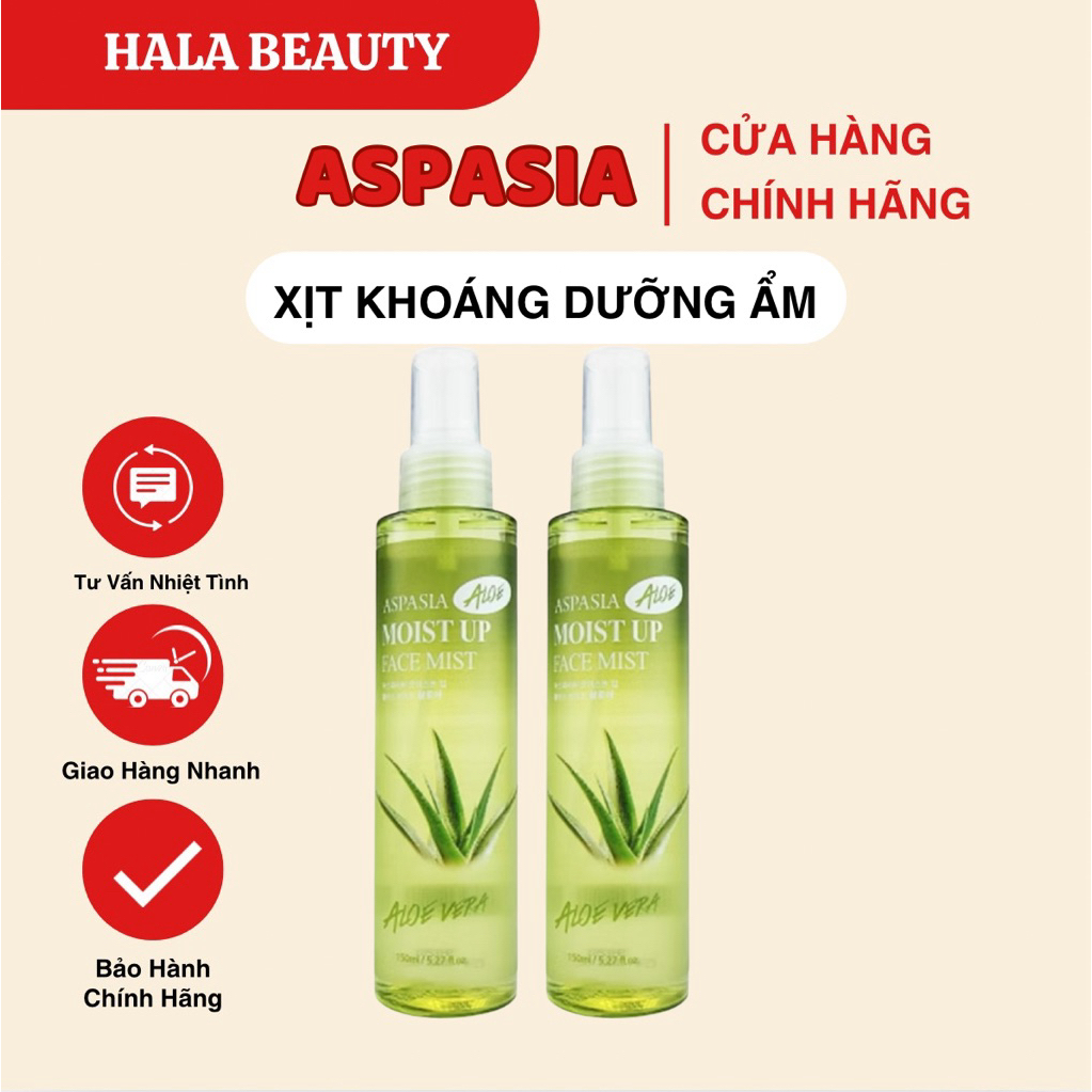 [ASPASIA] Xịt Khoáng Dưỡng Trắng Da Giữ Ẩm Aspasia Moist Up Face Mist Nha Đam Hàn Quốc 150ml