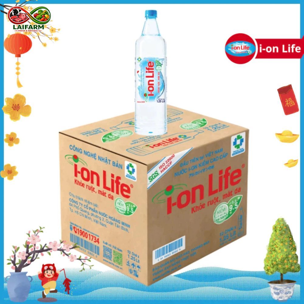 [LAIFARM] Thùng 12 Chai Nước Uống ION Kiềm Đóng Chai ION Life 1250ml
