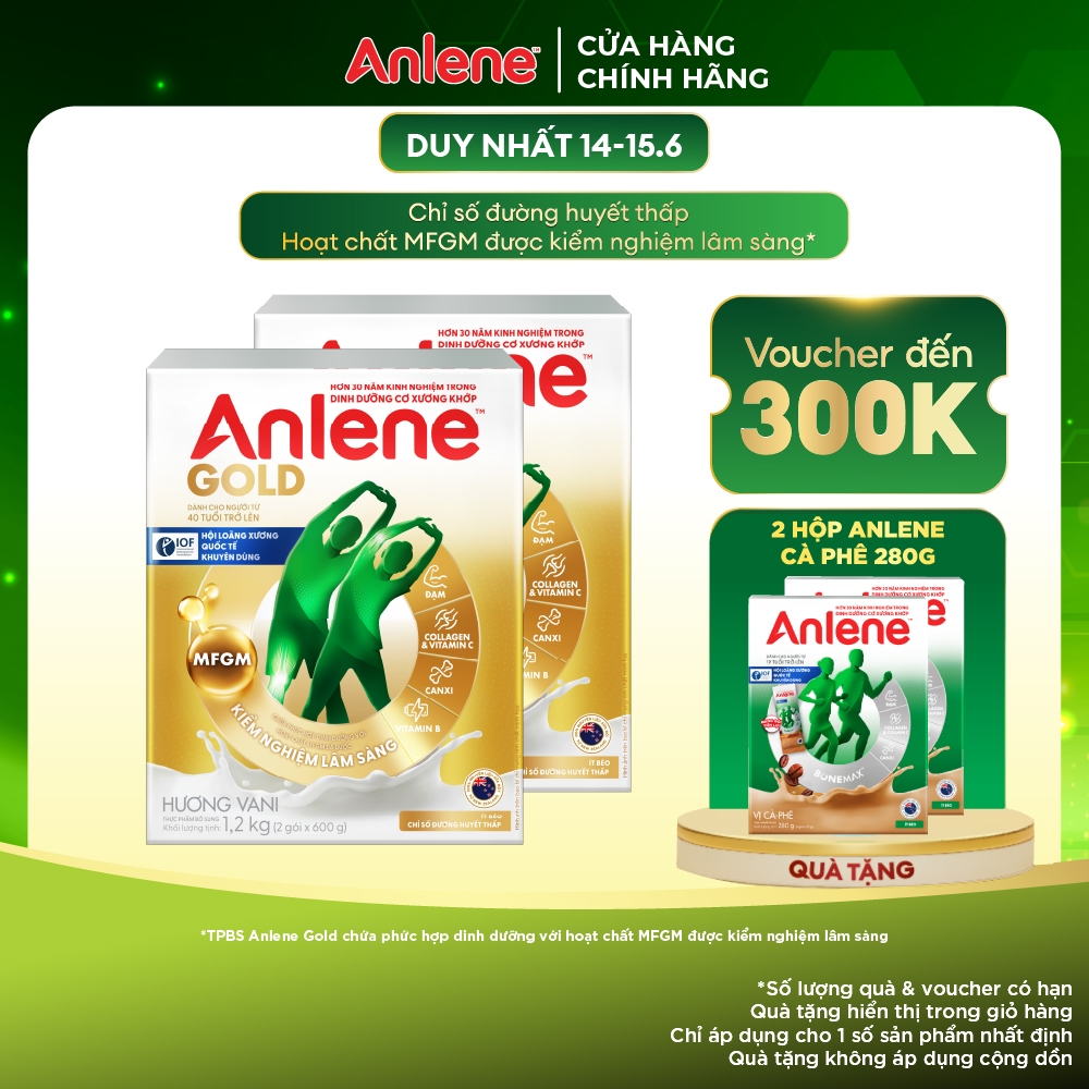 Combo 2 hộp Sữa Bột Anlene Gold Hương Vani 1.2kg | BigBuy360 - bigbuy360.vn