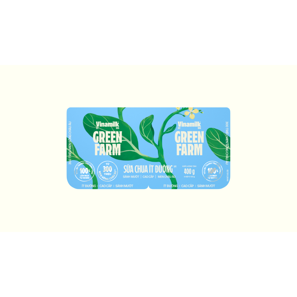 [Hàng tặng không bán] 2 hộp Sữa chua ăn Vinamilk Green Farm Ít Đường Hộp 100g