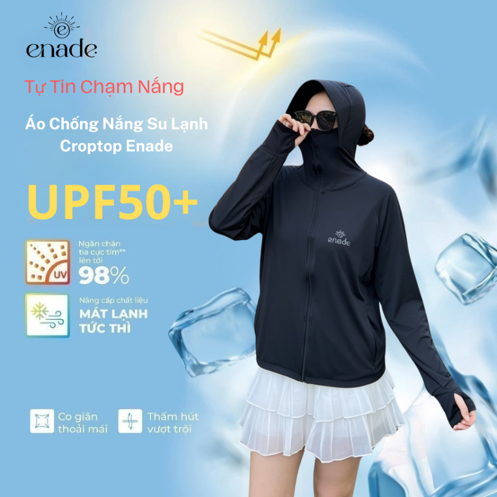 (Phiên Bản Nâng Cấp) Áo Chống Nắng Su Lạnh Enade UPF50+,Phiên Bản mới,mát hơn,mịn hơn,mềm hơn,túi em