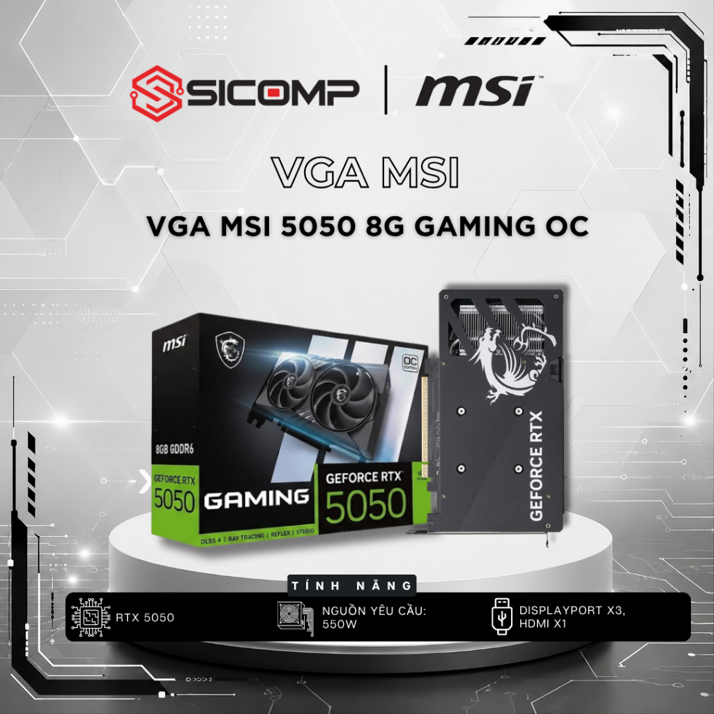 [FULL VAT] VGA MSI 5050 8G GAMING OC, CHÍNH HÃNG, BH 3Y