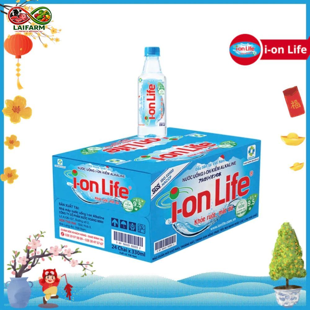 [LAIFARM] Thùng 24 Chai Nước Uống ION Kiềm Đóng Chai ION Life 450ml