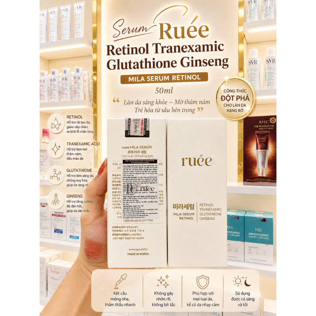 Serum Ruée Retinol Tranexamic Glutathione Ginseng Mila Serum Retinol 50ml