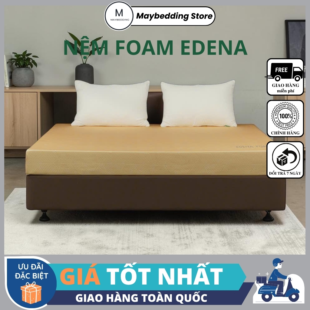Nệm Foam Edena [ruột nệm than hoạt tính] - Hàng Chính Hãng EDENA - Bảo Hành 5 Năm