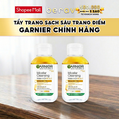 [MINISIZE] COMBO 2 Nước làm sạch và tẩy trang cho DA KHÔ & MAKE-UP lâu trôi Garnier Micellar Water Oil 50mlx2 - TRẮNG