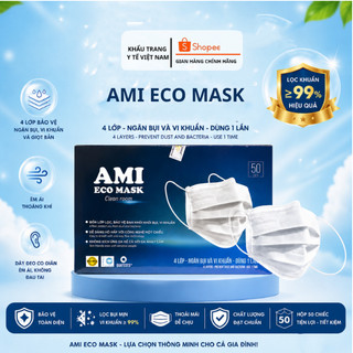 200 500 chiếc khẩu trang y tế 4 lớp ECO AMI MASK Chính Hãng 100%  kháng khuẩn, chống bụi mịn