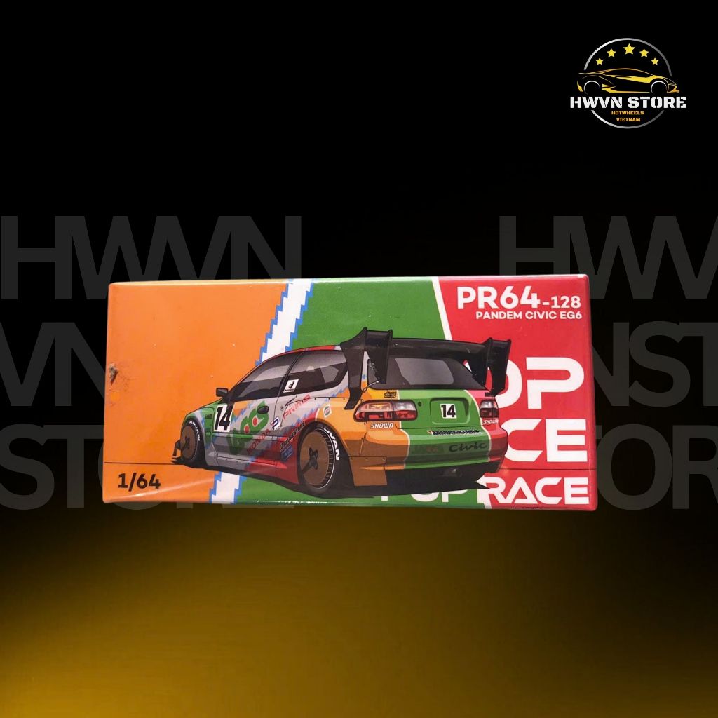 Xe mô hình Poprace Pandem Civic EG6 màu trắng ( PR640128-BOX)