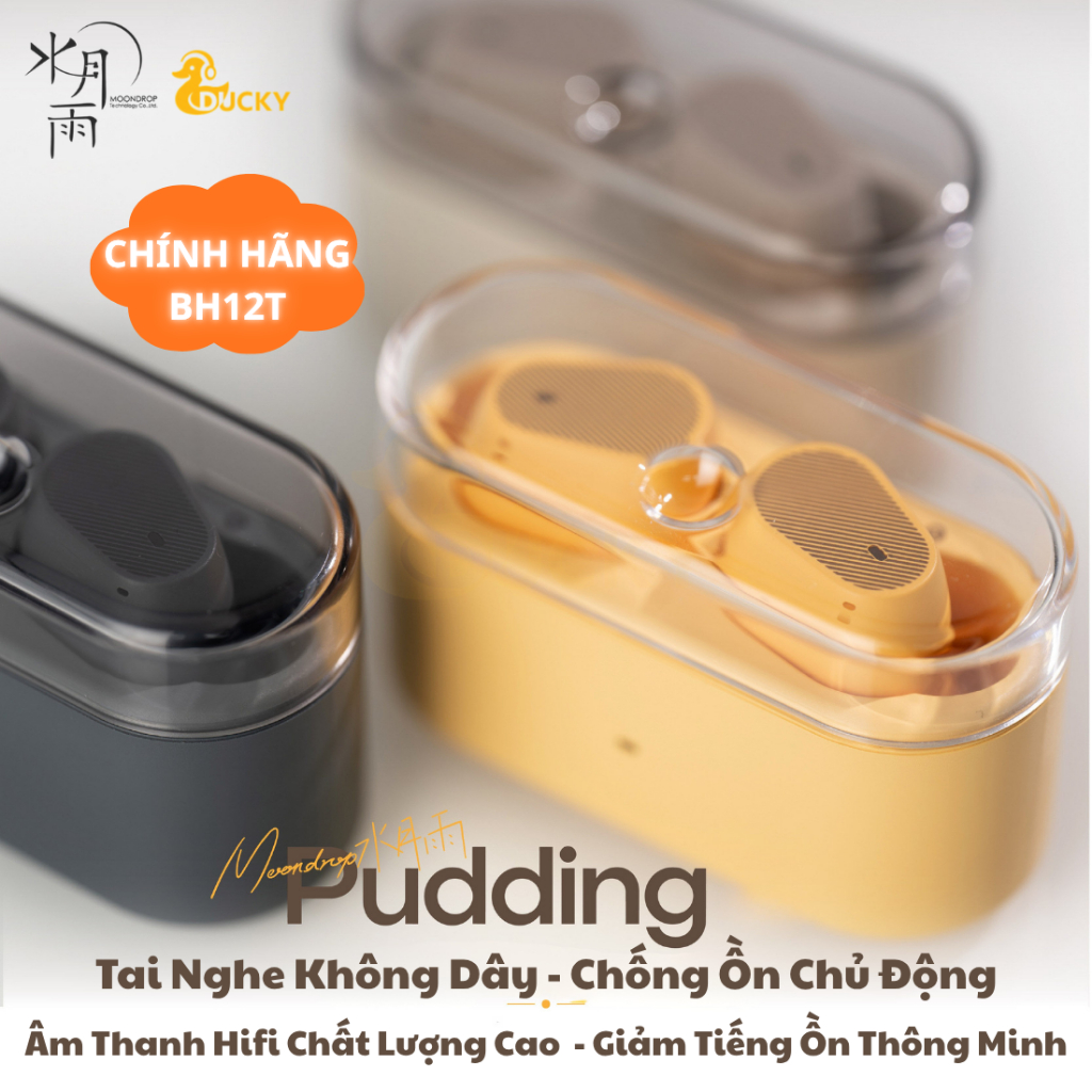 Moondrop Pudding - Tai Nghe Bluetooth Dễ Thương , Bluetooth 6.0, Chống Ồn ANC, Gaming Mode, BH12T