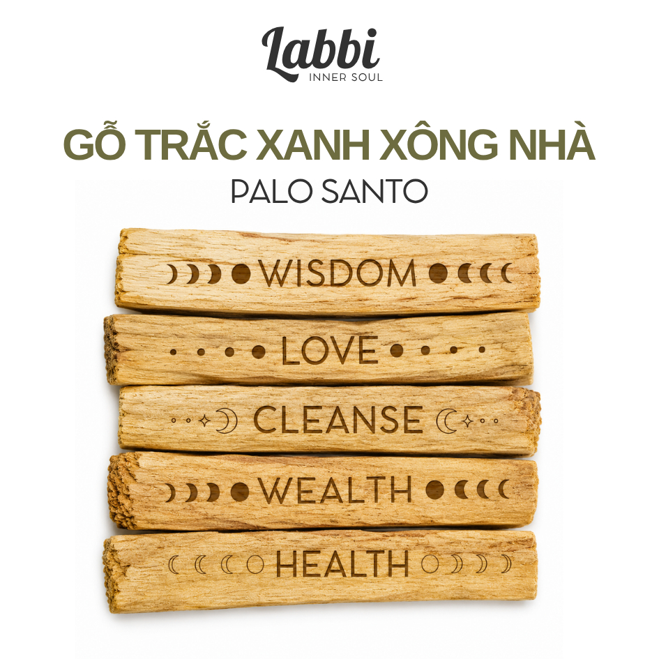 [Labbi] Palo Santo - Gỗ trắc xanh - Gỗ thánh Peru được khắc lời nguyện cầu giúp xông nhà thanh lọc k