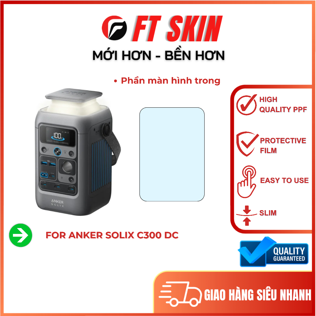 Miếng dán PPF film dành cho trạm sạc Anker Solix C300 288Wh 300W bền bỉ chống trầy xước - FT Skin