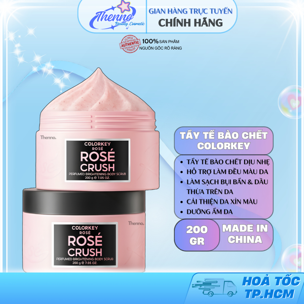 Tẩy Tế Bào Chết Dưỡng Sáng Da Mịn Màng, Không Gây Khô Da Body Scrub Colorkey Rosé 200g