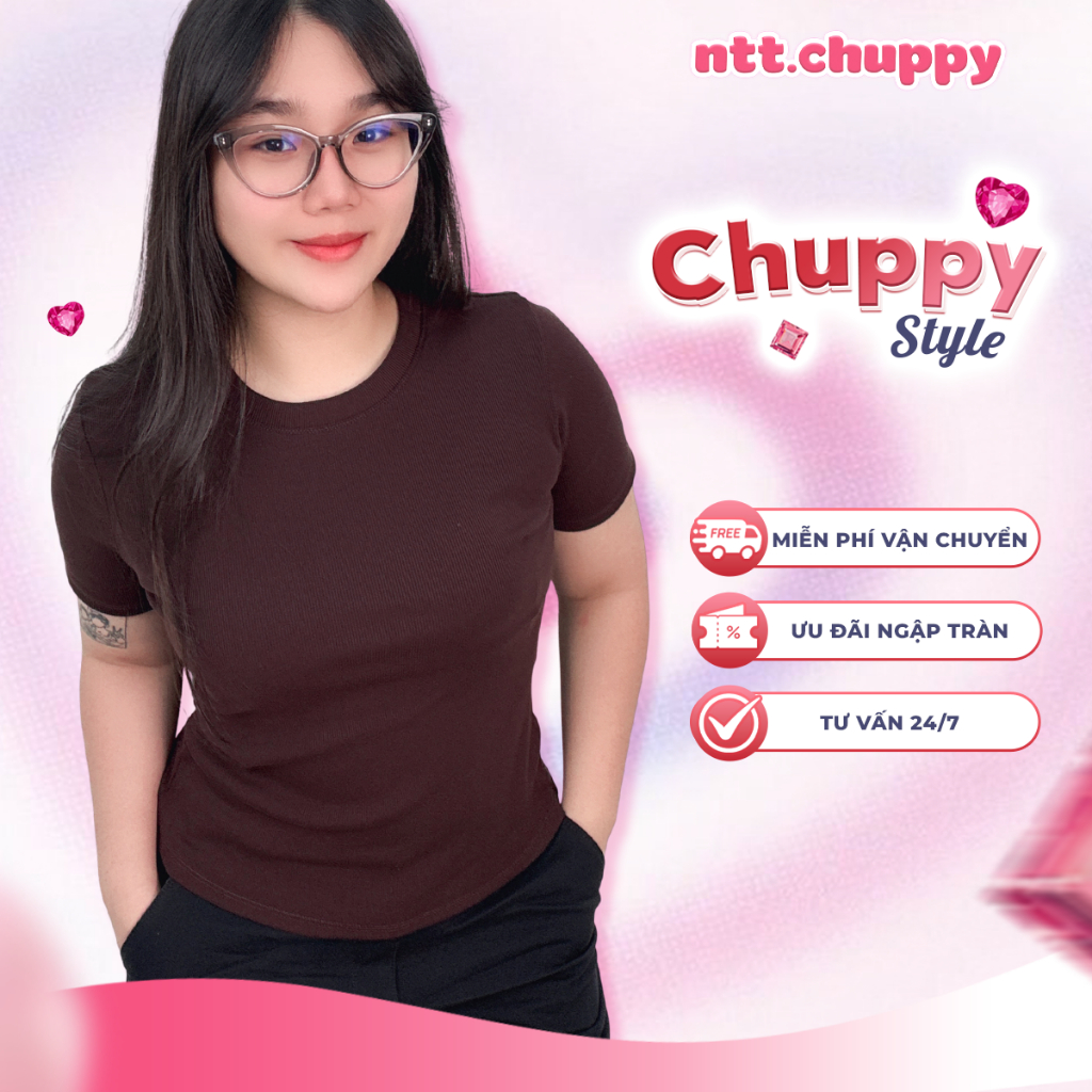 [1] Áo Baby Tee Tay Ngắn Bigsize - Form Ôm Body - Vải Bo Gân, Cotton 100% - 45kg đến 85kg