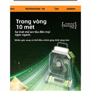 [PIN CHUẨN] Quạt Cắm Trại Dã Ngoại Tích Điện công suất lớn