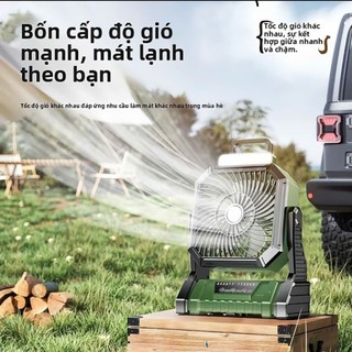[PIN CHUẨN] Quạt Cắm Trại Dã Ngoại Tích Điện công suất lớn