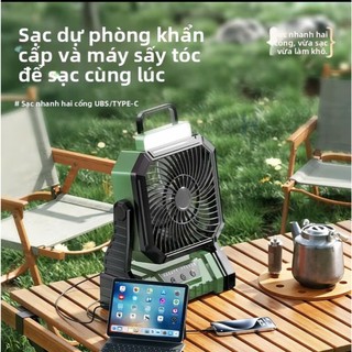 [PIN CHUẨN] Quạt Cắm Trại Dã Ngoại Tích Điện công suất lớn